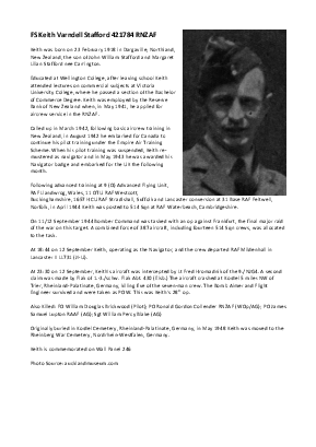 A preview of a PDF biography for Stafford, Keith Varndell